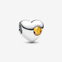Pandora Engravable Honey Stone Heart Charm - November Birthstone