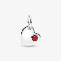 Pandora January Engravable Heart Red Stone Dangle Charm