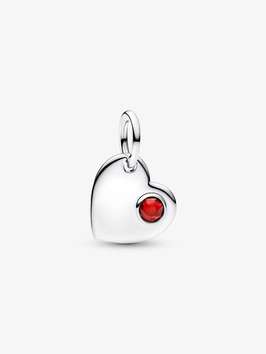 Pandora January Engravable Heart Red Stone Dangle Charm