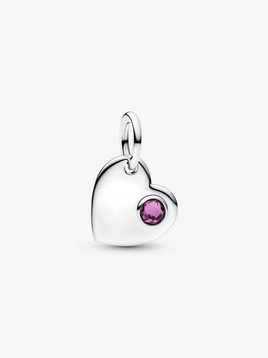 Pandora February Engravable Heart Purple Stone Dangle Charm