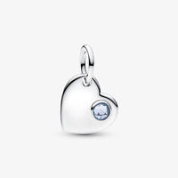 Pandora March Engravable Heart Aqua Blue Stone Dangle Charm