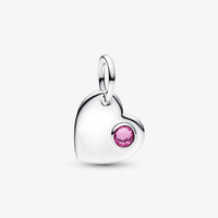 Pandora October Engravable Heart Pink Stone Dangle Charm
