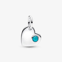 Pandora December Engravable Heart Turquoise Blue Stone Dangle Charm