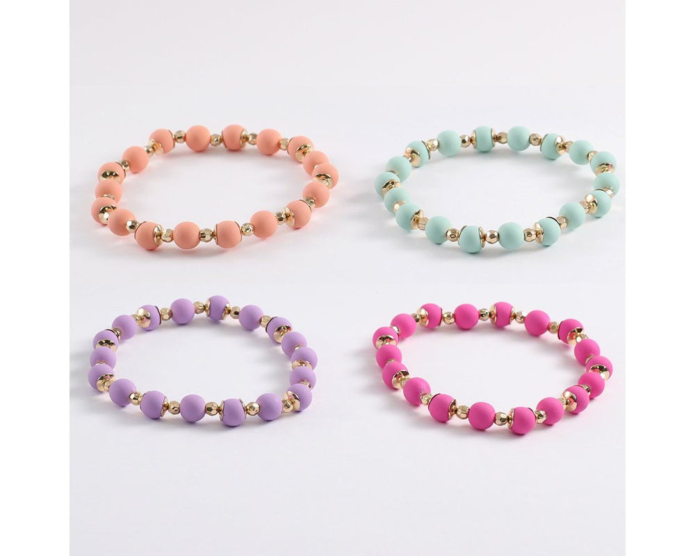 Pastel & Gold Beaded Stretch Bracelets
