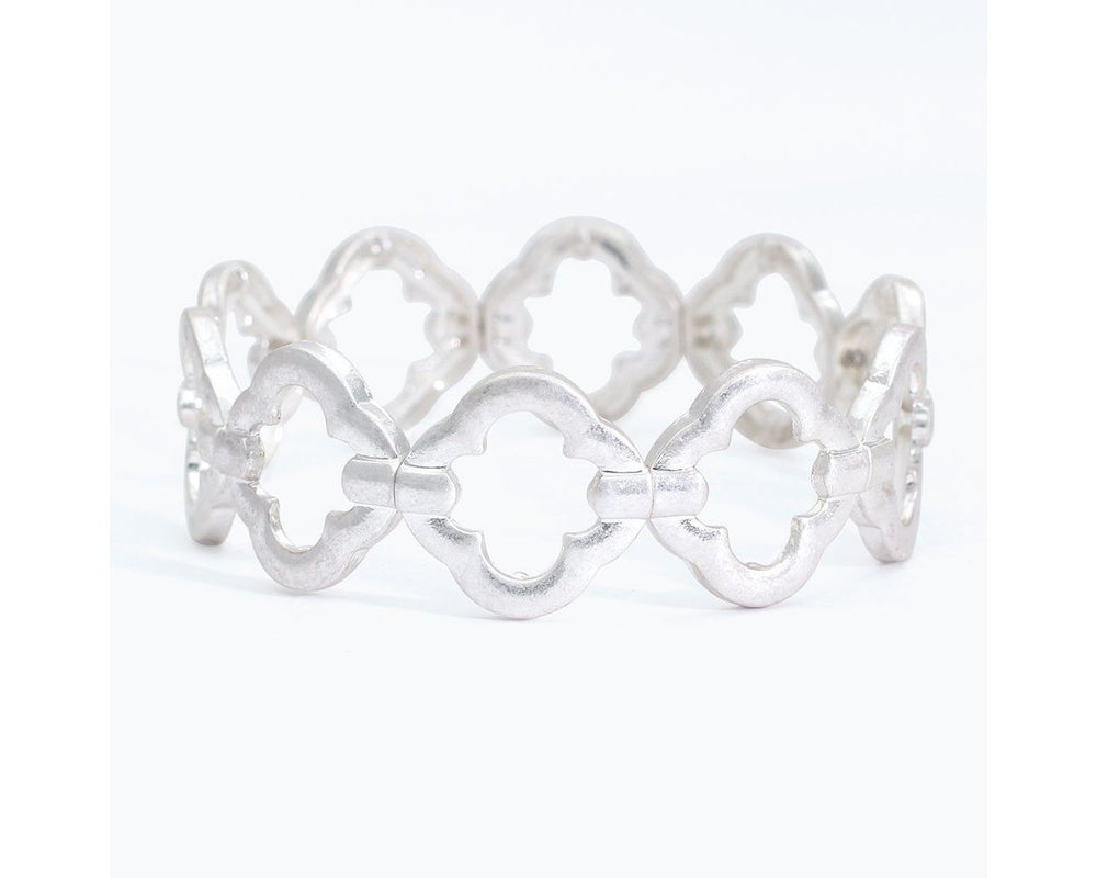 Matte Silver Linked Clover Bracelet
