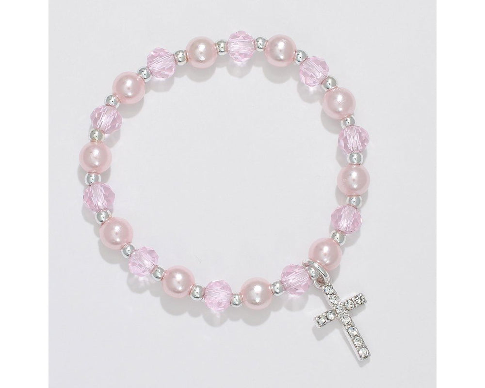 Little Love Crystal Cross Pink Bracelet