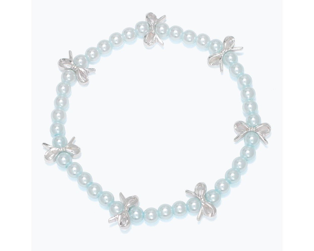 Blue Pearl & Bow Bracelet