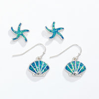 Blue Resin Sea Life Duo Earrings