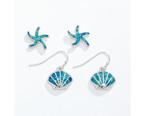 Blue Resin Sea Life Duo Earrings