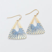 Blue & Gold Triangle Drop Earrings