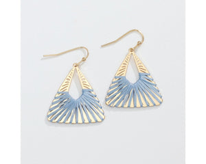 Blue & Gold Triangle Drop Earrings