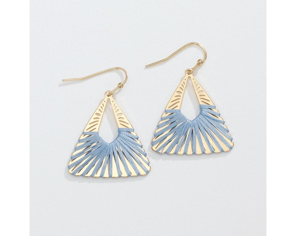 Blue & Gold Triangle Drop Earrings