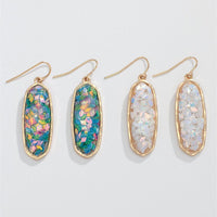 Glitter Hexagon Drop Earrings