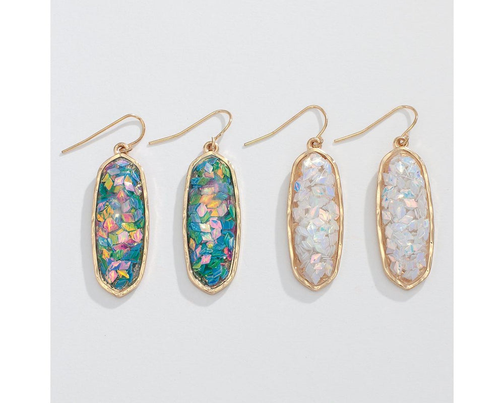 Glitter Hexagon Drop Earrings