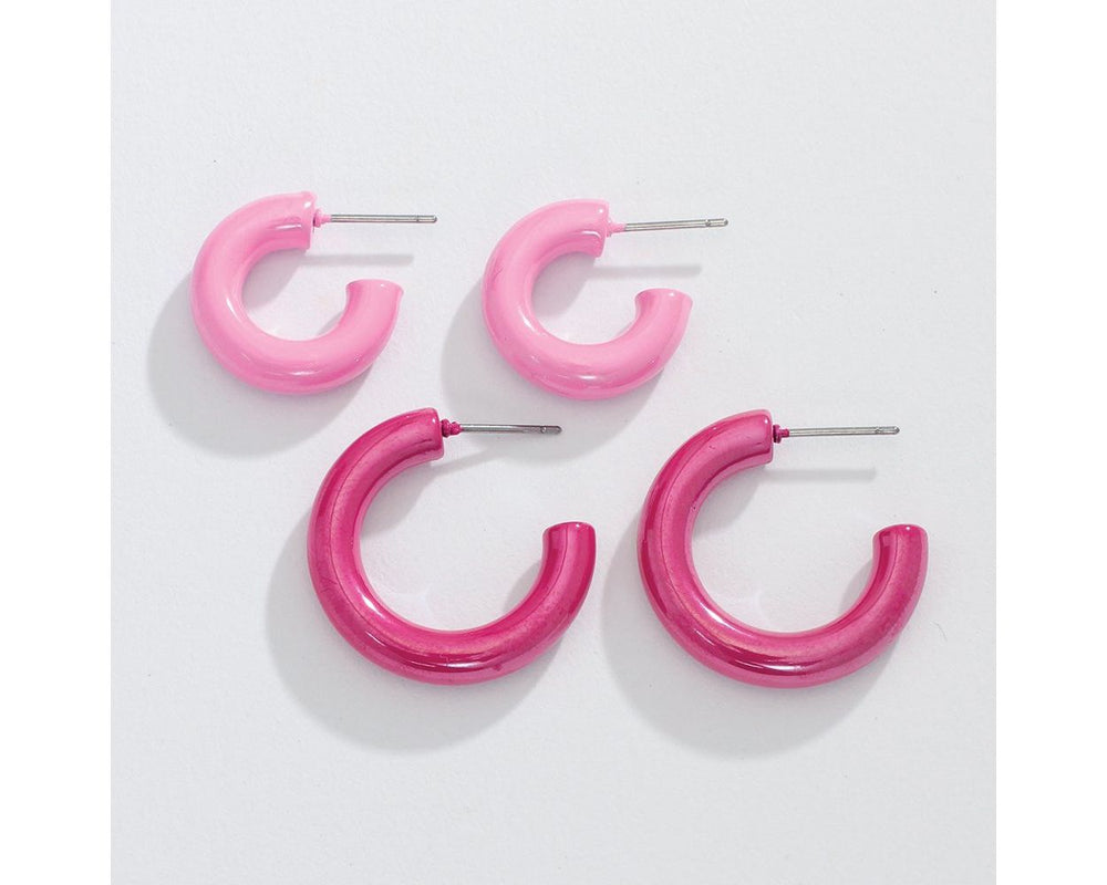 Pink AB Hoops Duo Earrings