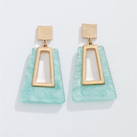 Gold & Mint Geometric Drop Earrings