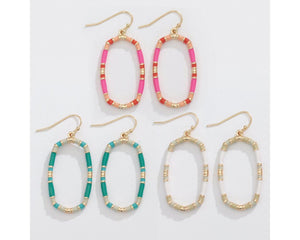 Enamel Oval Earrings