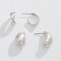 Duo Burnished Silver Earrings