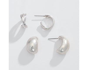 Duo Burnished Silver Earrings
