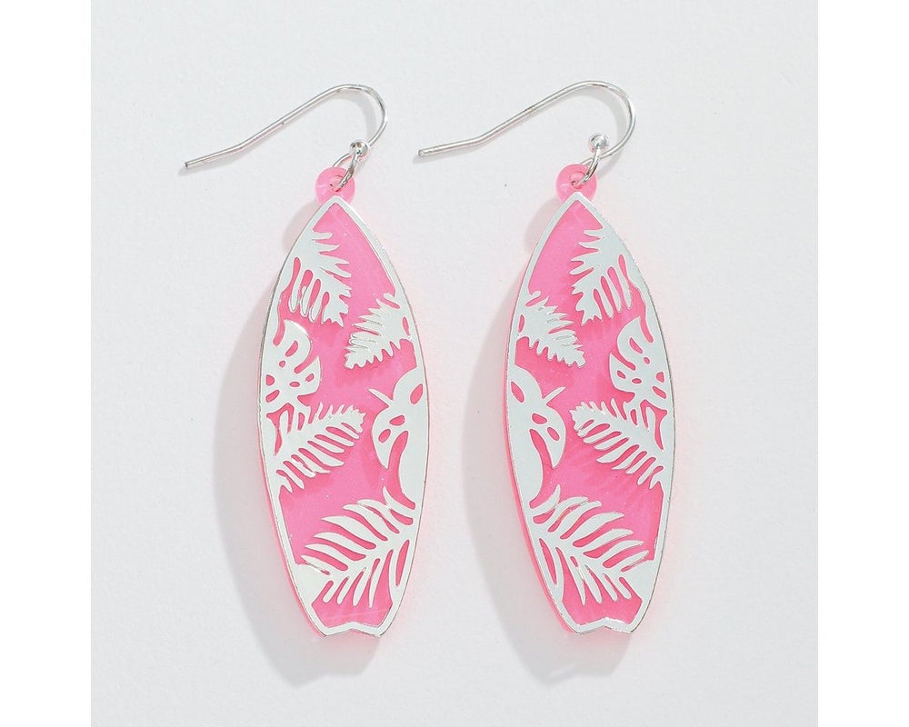 Pink Surfboard Earrings