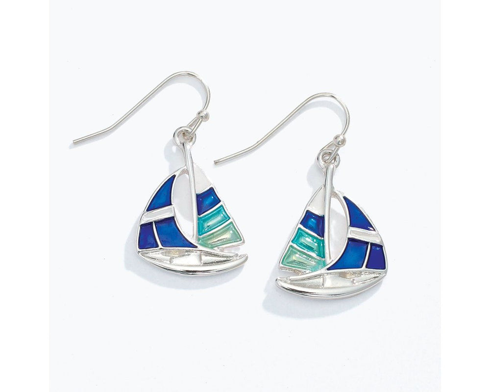 Silver Sailboat Dangle Earrings