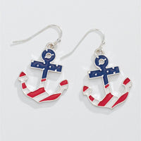 Patriotic Silver Anchor Earrings