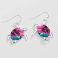 Silver Turtle Sunset Earrings