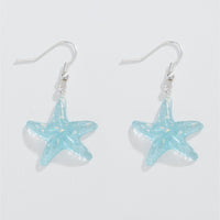 Aqua Glitter Starfish Earrings
