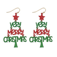Very Merry Christmas Tree Earrings