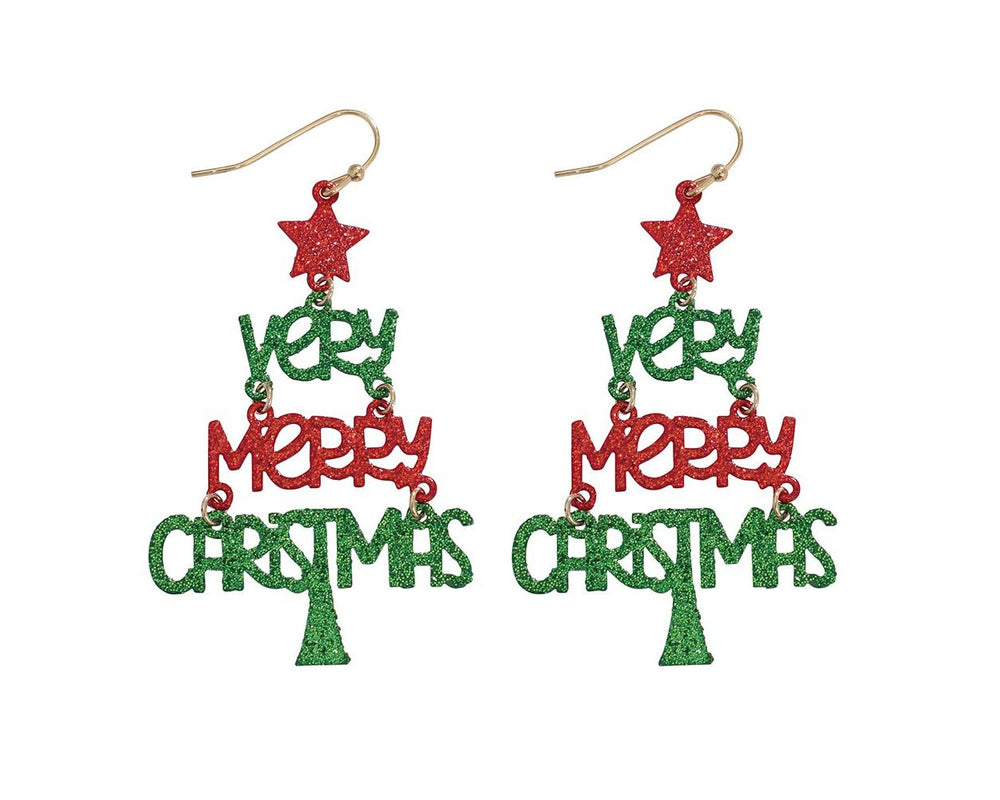 Very Merry Christmas Tree Earrings