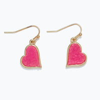 Pink Druzy Heart Earrings