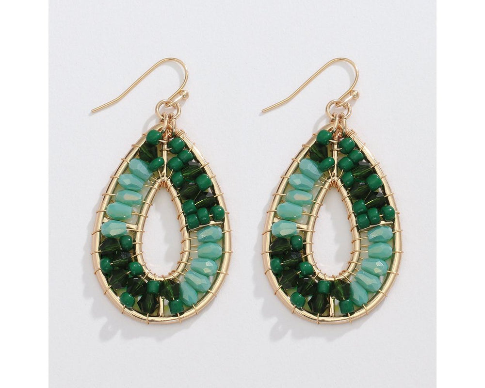 Faceted Green & Mint Beaded Earrings