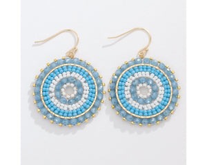 Beaded Blue Drop Earrings