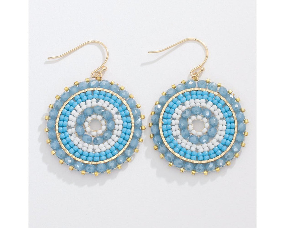 Beaded Blue Drop Earrings