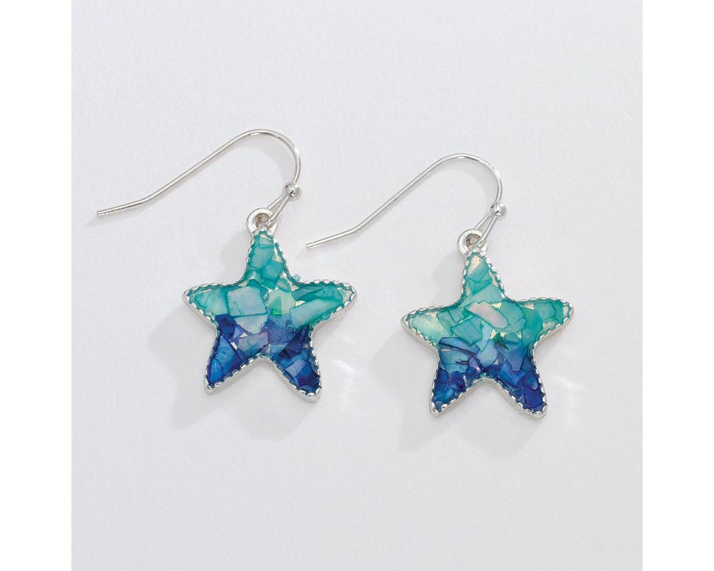 Silver Starfish Shell Earrings