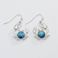 Blue and Aqua Crab Earrings