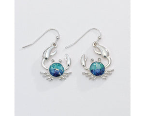 Blue and Aqua Crab Earrings