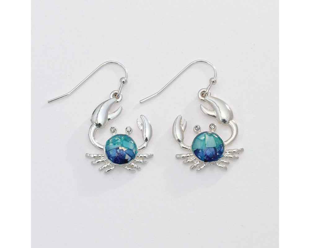 Blue and Aqua Crab Earrings