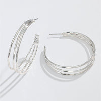 Silver Tri Strand Hoop Earrings