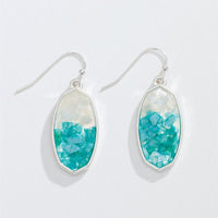 Turquoise & White Oval Earrings