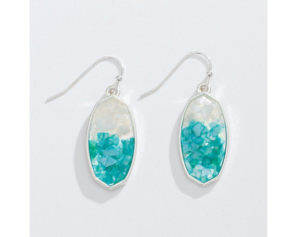 Turquoise & White Oval Earrings
