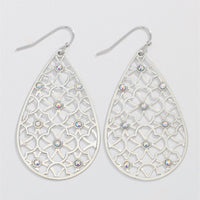 Silver Filigree Crystal Earrings