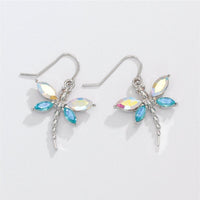 Clear AB & Aqua Dragonfly Earrings