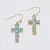 Druzy Cross Earrings