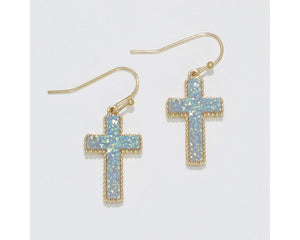 Druzy Cross Earrings