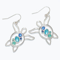 Blue Gem Turtle Open Earrings