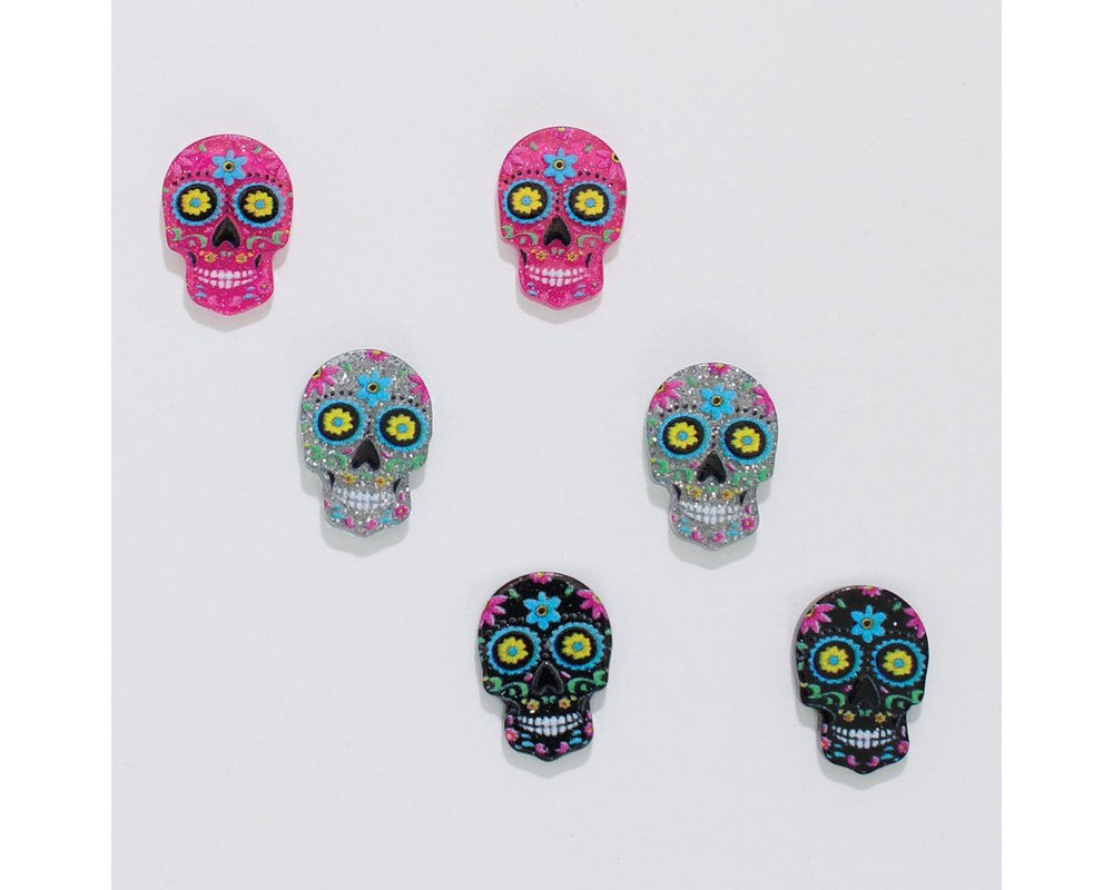 Sugar Skull Stud Earrings Set