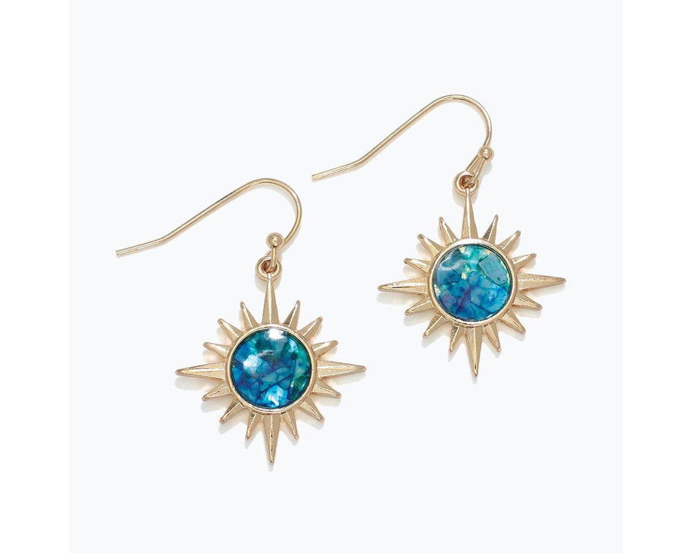 Blue Shell Starburst Earrings