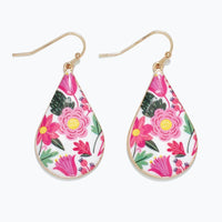 Pink and Green Floral Earrings