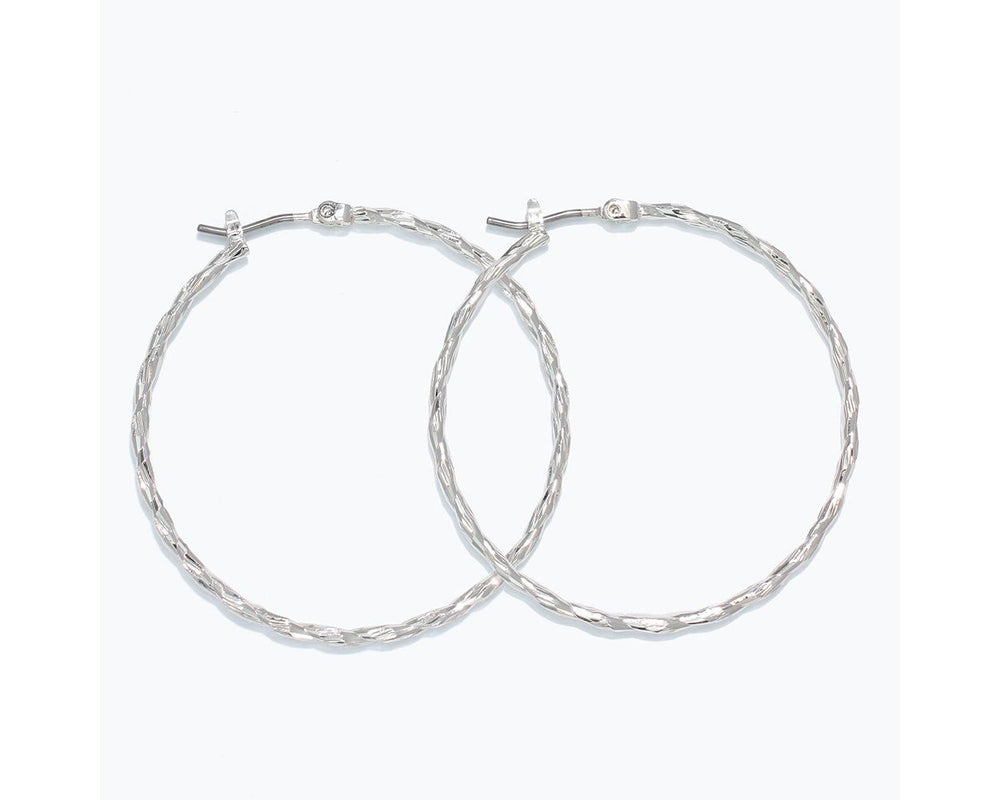 Twisted Silver Hoop Earrings